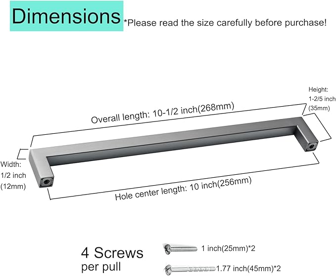 10 Pack Grey Cabinet Pulls 10 Inch Hole Center Ancient Grey Drawer Pulls Cupboard Handles Stainless Steel Kitchen Cabinet Handles Modern Kitchen Hardware