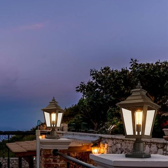 Large Outdoor Post Light Fixtures 21'' Lamp Post Light Fixture Black Finish Waterproof Anti-Rust Aluminum Pillar Outside Lighting for Walkway, Driveway, Patio, Porch