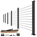 36" Expandable 20-24FT Black T304 Cable Railing Post Kit, Complete Cable Railing System with 6 Level Posts & 259ft 1/8" Wire Rope(No Handrail), Adjustable Length Easy DIY for Decks/Porch