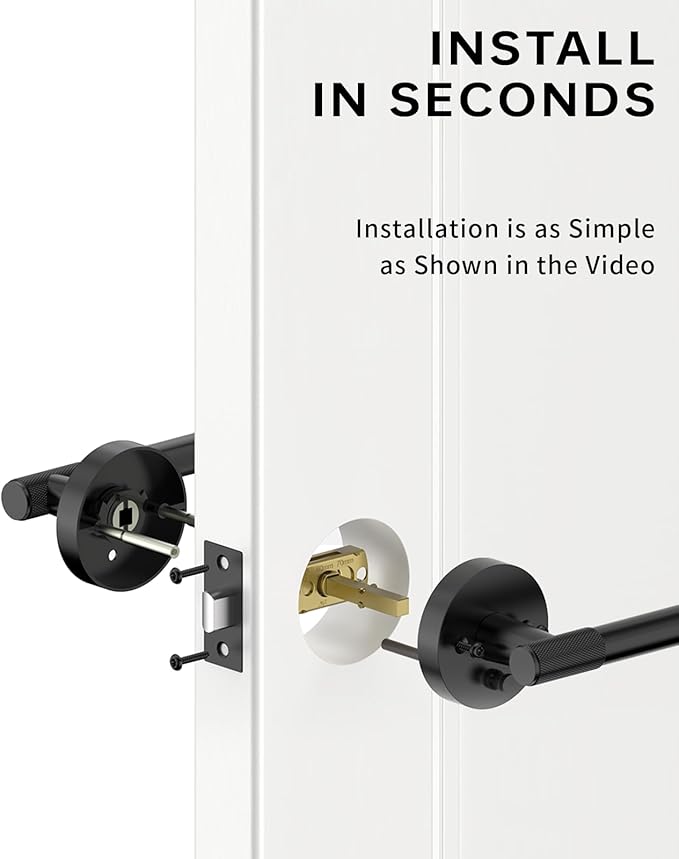 Asidrama 10 Pack Privacy Door Handles with Lock, Black Door Handles Interior for Bedroom or Bathroom, Heavy Duty Door Lever with Reversible Interior Door Handle for Left Right Sided Doors