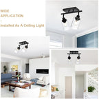 2-Light Wall Sconce Spotlight Fixtures, Matte Black Track Lighting Kit Flush Mount Ceiling Light for Kitchen Over Mirror Foyer, Seeded Glass Shade