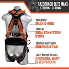 Malta Dynamics Razorback Elite MAXX - Safety Harness and Fall Protection Kit with Belt, Rescue Handles, OSHA & ANSI Compliant