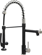 Pull Down Kitchen Faucet with Sprayer,Fapully Commercial Matte Black&Brushed Nickel Kitchen Sink Faucets