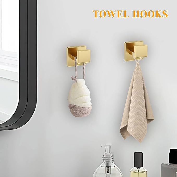 10 Pieces Brushed Gold Towel Bar Set Bathroom Hardware Accessories Set Upgraded Toilet Paper Holder Towel Holder/Racks Set for Bathroom Stainless Steel Wall Mounted 23.6in