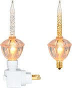 Christmas Bubble Night Light With Silver Glitter Fluid, 1 Pack, 1 Spare 5 Watt Clear Light Bulb With Gold Glitter Fluid, E12 Candelabra Base, Swivel Plug-in Base, White