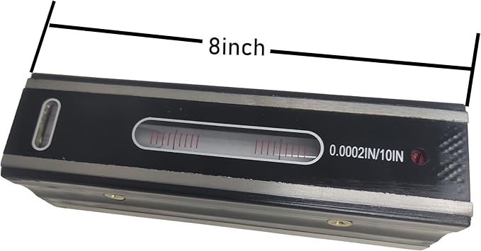 8'' Master Precision Level Metal Box 0.0002"/10" Accuracy Strip Level for Checking Straightness Parallelism Surface of Machine Tools Equipment Check Work of Machinists Toolmaker