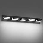 Modern LED Bathroom Lights Fixtures(5-Light),Metal Black Acrylic Wall Lighting,Vanity Lights for Bathroom Over Mirror(6000k 34In