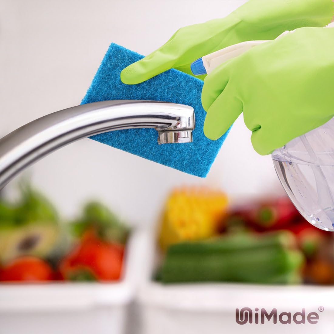 Non-Scratch Scouring Pads, 96Pcs Household Scour Pads for Kitchen, Garage and Outdoors, Reusable Dish Scrubber Pads for Pan and Metal Grill - Blue