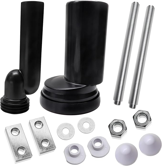 Wall Hung Toilet Tank Connector Set with Side Pipes,Compatible with Geberit 154.405.11.6,Toilet Replacement Parts with Black HDPE Material,Easy Installation