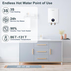 Tankless Water Heater Electric, ECOTOUCH 14kW 240V on Demand Electric Water Heater Instant Hot Water Heaters Under Sink Point of Use with Self-Modulating ECO140S White ETL Certificated