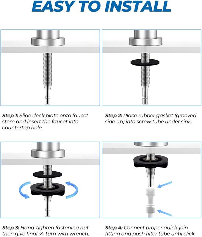 WEWE Drinking Water Faucet, Lead-Free Kitchen Water Filter Faucet for Reverse Osmosis or Water Filtration System, RO Faucet, Brushed Nickel