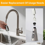 Pull Down Kitchen Faucet Spray Head Replacement, 3-Function High Pressure Sink Faucet Sprayer with 9 Adapters, Compatible with American Standard