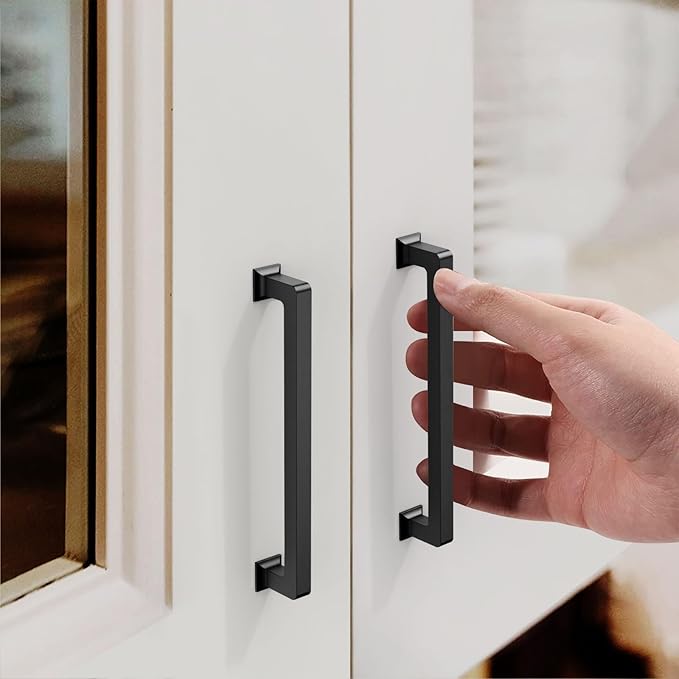 FILTA 6.3 Inch(160mm) Hole Centers Matte Black Cabinet Pulls(Set of 10),Black Handles for Cabinets Zinc Alloy Kitchen Cabinet Pulls Cabinet Hardware for Cabinets Cupboard Drawer