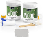 DWIL Matte Finish Furniture Paint - 64 Oz Wood Paint for Cabinets, Doors, Tables, and Dressers Refinishing - Water-Based, Non-Toxic & Odorless, Easy to Apply(Light Grey)-With Tools