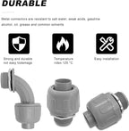 1/2 inch Liquid Tight Connector PVC Flexible Conduit Connector UL Listed Liquid Tight Connector Non-Metallic Electrical Conduit Fittings 30 Pack (15 pcs 180D/15 pcs 90D)