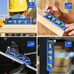 WORKPRO Magnetic Torpedo Level, Conduit Bending Level, Bubble Vials for 0°/90°/30°/45° Measurements, Aluminum Alloy Construction, 6.3-inch, Cobalt Blue