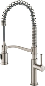 KRAUS Sellette Commercial Style Pull-Down Kitchen Faucet and Deck Plate in Spot Free Stainless Steel, KPF-1683SFS