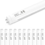 10-Pack T8 LED Tube Lights 4ft, 48 Inch Fluorescent Replacement Bulbs 2000 Lumens, 6500K Daylight White Light, Hybrid Type A+B Single/Double Ended, Clear Lens, ETL Certified