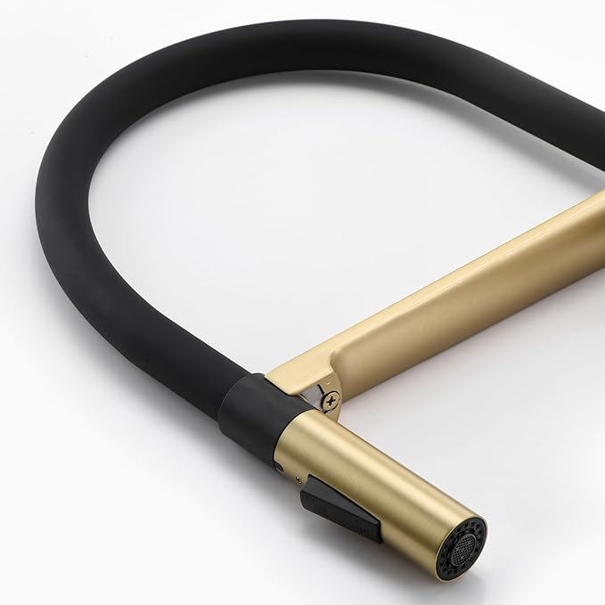 SUMERAIN Lead-Free Kitchen Faucet with Pull-Down Sprayer, Brushed Gold Kitchen Sink Faucet Single Hole Single Handle, Deck Mounted