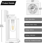 BesLowe Outdoor Wall Light Fixtures, Exterior Waterproof Wall Lanterns, Porch Sconces Lighting with E26 Sockets, Modern White Outside Lights for House Patio Front Door Entryway, 2-Pack