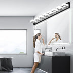 Ralbay 52inch Black Vanity Lights Fixtures 8 Lights LED Modern LED Acrylic Matte Black Vanity Lights Modern Black Bathroom Wall Lighting Over Mirror