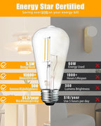 MASTERY MART 36 Pack Vintage LED Edison Bulbs, E26 Led Bulb 5.5W Equivalent to 60W, Dimmable, Soft White 2700K, High Brightness ST58 Antique LED Filament Bulbs, Clear Glass