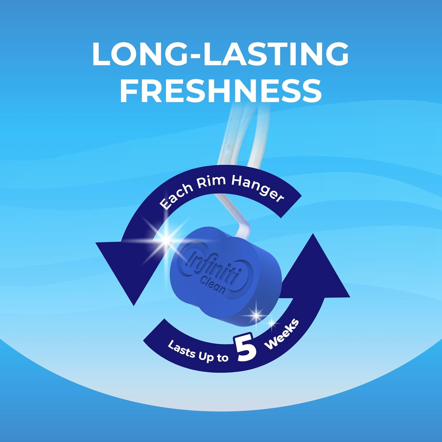 Toilet Bowl Cleaner Rim Hanger, 6 Count Toilet Bowl Deodorizer, Cleans and Freshens Toilet Bowl, Ocean Scent - 7 Month