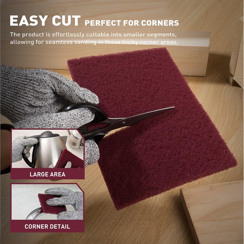 S SATC 6”×9” Maroon Scuff Pads, Pack of 20 Automotive Pads with Aluminum Oxide, Premium Sanding Pads for Surface Preparation, Scratch Removal, Paint Color Blend Prep, Automotive Autobody, Woodworking