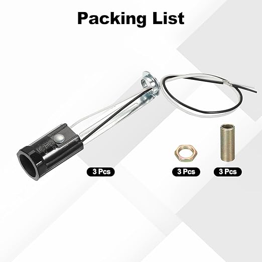 PATIKIL Candelabra Base Lamp Holder Light Socket, 10pcs UL Listed Keyless E12 Bulb Socket with 9.8" Wire Leads for E12 Incandescent LED Light Bulbs, 3.5" Tall