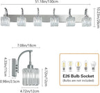 Crystal Vanity Lights 6-Light Chrome Bathroom Vanity Lights Modern Crystal Bathroom Light Fixtures Over Mirror 51.18" Long Vanity Light for Bathroom