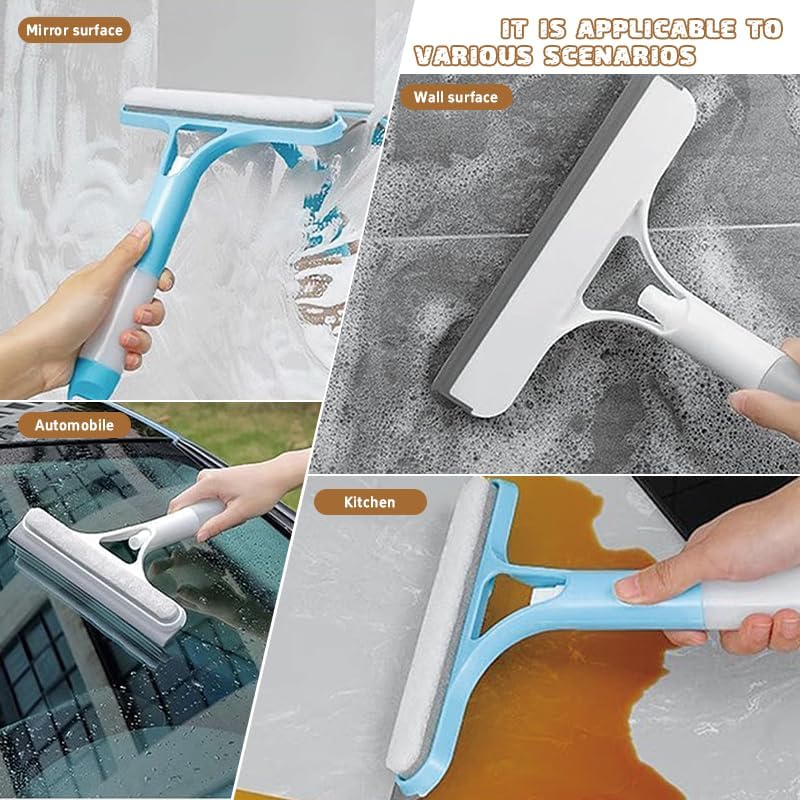 3 in 1 Spray Squeegee, 3 in 1 Window Cleaning Scraper, Window Squeegee with Sprayer for Home, Car, Tiles & Glass (White)