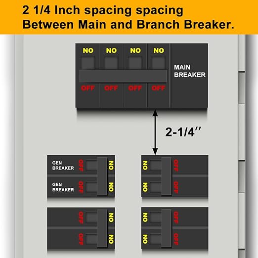 Generator Interlock Kit Compatible with GE General Electeric Vertical Main 150 and 200 Amp Panels,for Siemens 200 Amp Panel Interlock Kit,2 1/4 Inch Spacing spacing Between Main and Branch Breake