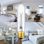 25 Watt T10 Clear Tubular Incandescent Light Bulb, Vintage Style Showcase Bulb,Showcase lamp, 2700K Soft White, E26 Medium Base, 280 Lumens,T10 Tubular Bulb (4PACK)