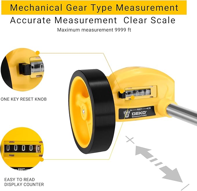 DEKOPRO Measuring Wheel, Measures Up To 99,999 Ft Compact Wheel With Carrying Bag,4-Inch
