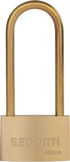 Weather Proof Lock, Solid Brass Padlock with Brass Long Shackle, 1-1/2" Wide, Light Duty Small Marine Grade Padlock