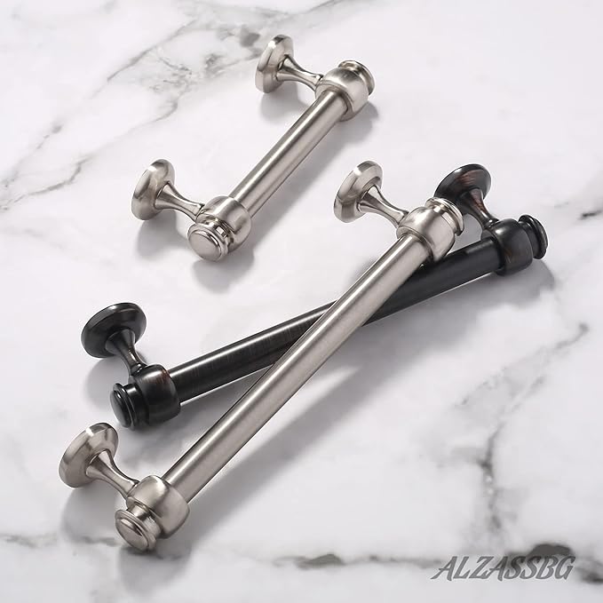 Alzassbg 10 Pack Brushed Satin Nickel Cabinet Pulls, 3 Inch(76mm) Hole Centers Cabinet Handles Kitchen Hardware Straight Bar for Cabinets and Drawer AL3082SN