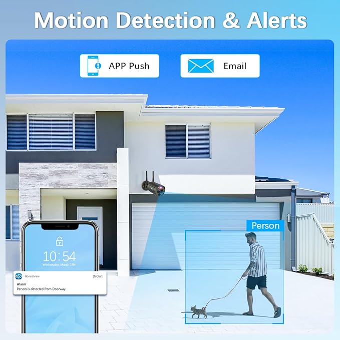 【90 Days Storage & 130° Wide Angle】 Outdoor Wireless Security Camera System, Wireless Cameras for Home Security, WiFi Video Surveillance DVR Kits
