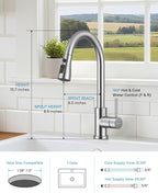 WEWE Kitchen Faucets with Pull Down Sprayer, Stainless Steel Single Handle 1 Hole for Family Kitchen Commercial Camper Laundry Rv Bar, Brushed Nickel