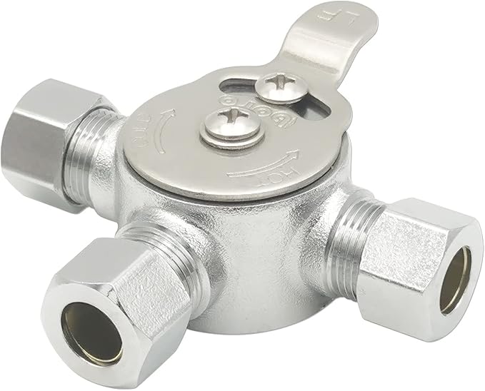 HYDRO MASTER Mechanical Water Mixing Valve, 3/8" Compression Fittings on inlets and Outlet