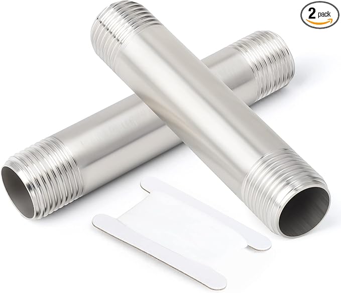 TAISHER 2PCS Stainless Steel Pipe Fittings, 1/4" NPT x 1/4" NPT Male Threaded, 4" Length Nipple Cast Pipe