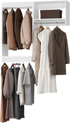 Modular Closet System, 52" Wide Closet Organizer System with Hanging, Wood Tower Closet Storage for Walk In Closets, Wall Mounted Wardrobe Organizer Kit System, Bedroom, White