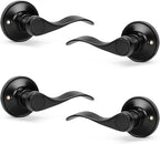 Knobonly 2 Pack Single Side Closet Door Handles, Non-Turning Right and Left Black Dummy Door Handle, Door Handle no Lock, Zinc Alloy