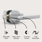 Mega Handles Ronn Passage Lever Door Handle Set for Hallway, Closet and Bathroom, Heavy Duty Door Levers, Fits All Standard Door Sizes, Screws Included - Polished Chrome (1 Pack)