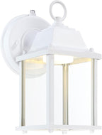 LIT-PaTH Small Outdoor LED Wall Lantern with Dusk to Dawn Photocell, 3000K Warm White, 9.5W, 800 Lumen, Aluminum Housing Plus Glass, Outdoor Rated, 1-Pack, White