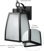 GLOBE Electric 60000166 1-Light Outdoor Wall Sconce, Matte Black, Frosted Glass