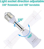 Borju Light Socket Extender [2-Pack], 4.5 Inch Extension, 360° Adjustable Socket, White