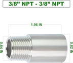 TAISHER 2PCS Stainless Steel Pipe Fittings, 3/8" NPT Male x 3/8" NPT Female Threaded, 2" Length Nipple Cast Pipe