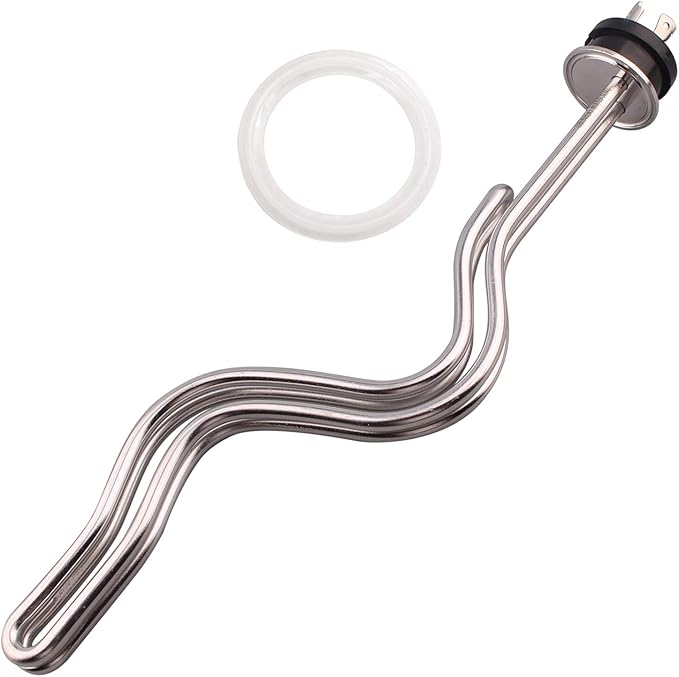 DERNORD 240V 6500W Tri-clamp Ripple Heating Element Stainless Steel Immersion Water Heater with 3-Wire Electrical Locking Plug (1.5 Inch Tri clamp)