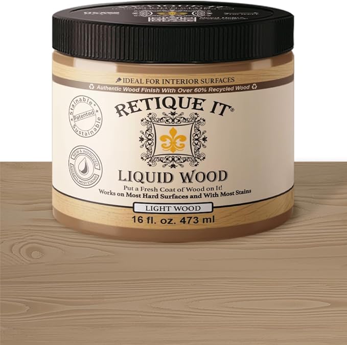 Retique It New and Improved Formula Liquid Wood Coatings - Stainable Primer - Paint It then Stain it (Light Wood, Medium)