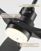 60 Inch Ceiling Fans with Lights Remote, Black Ceiling Fan with 3 Downrods, 3 Wood Blades, ETL Listed, Timer, 6 Speed Quiet Reversible DC Motor Outdoor Fans for Patios Bedroom Farmhouse